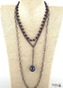 Boho Necklace, RH Antique Brass White Stone Glass